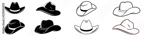 Cowboy hat icon vector set. west illustration sign collection. Texas symbol or logo. photo