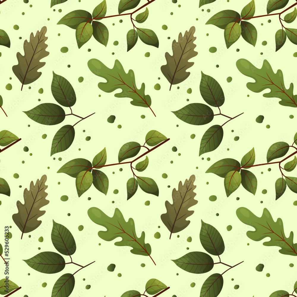Vector pattern with green leaves Vector pattern with green leaves
