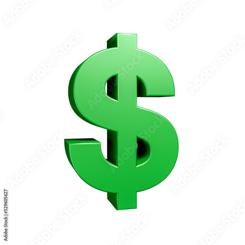 3D Dollar green symbol isolated on white background. economy large foreign exchange, Forex Trading concept, Currency 3D rendering.