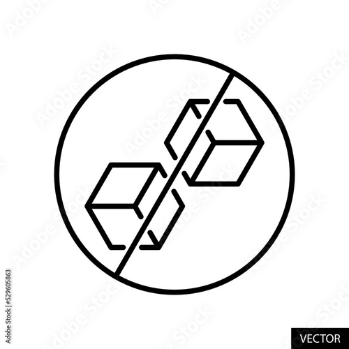 No ice cubes, No sugar cubes, Sugar free, Sugarless vector icon in line style design for website design, app, UI, isolated on white background. Editable stroke. Vector illustration.