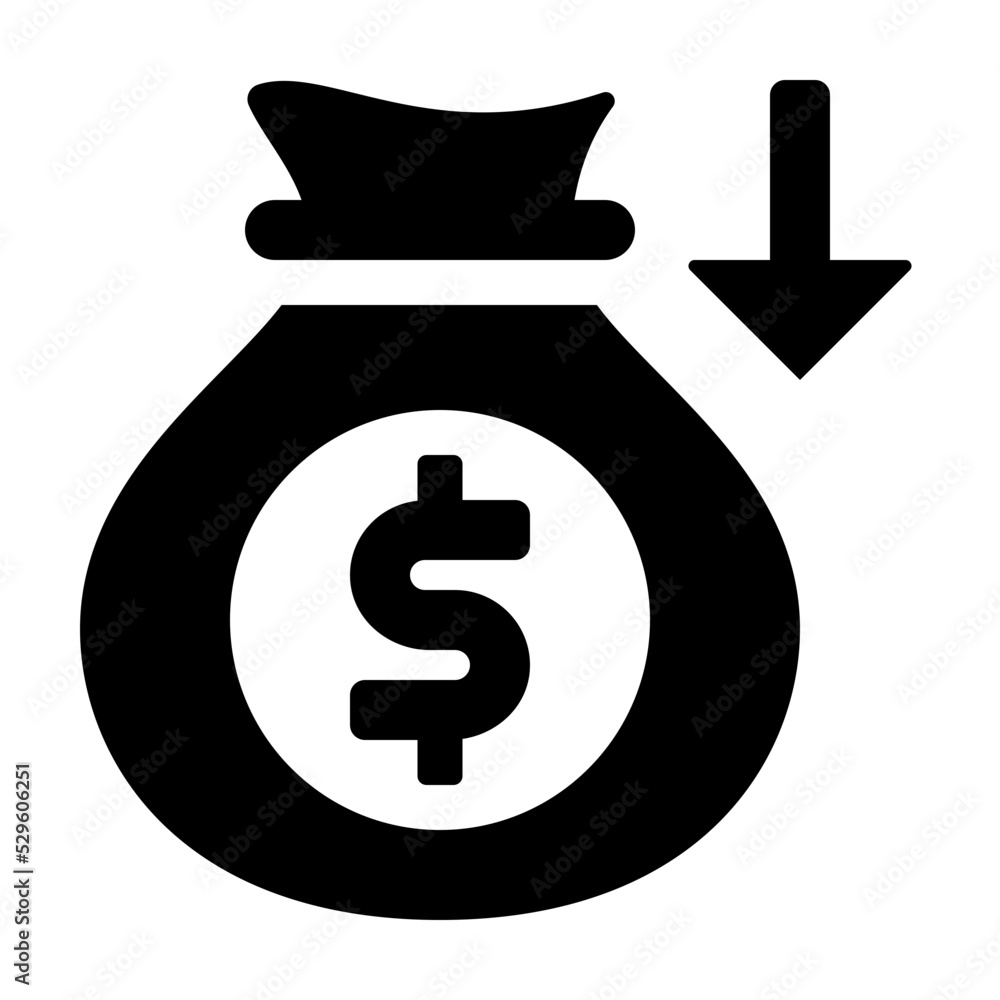 Money Loss Glyph Icon Vector Money Loss Glyph Icon Vector