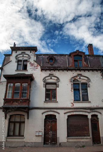 The facade of an old abandoned house