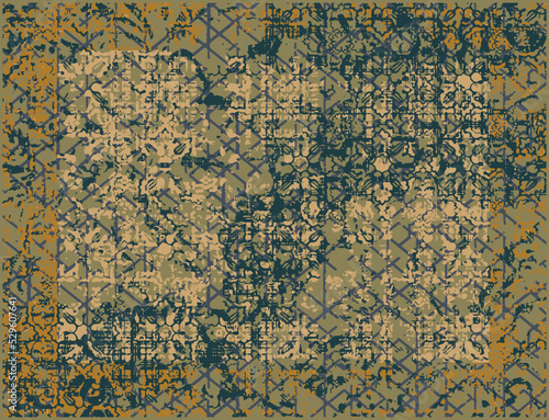 Abstract decorative textile texture linen checkered concept geo art runner rug pattern design for scarf, carpet, curtain, curtain, pillow . home textile digital vector