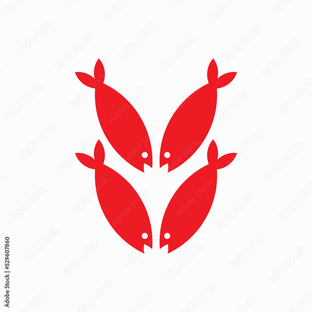 4 Four Fish red logo vector image Stock Vector | Adobe Stock