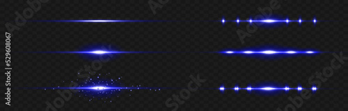 Vector illustration in blue color. Set of light effects. Glare and flash. Bright beams of light. Glowing lines. Vector illustration.Dust. Christmas Flash.