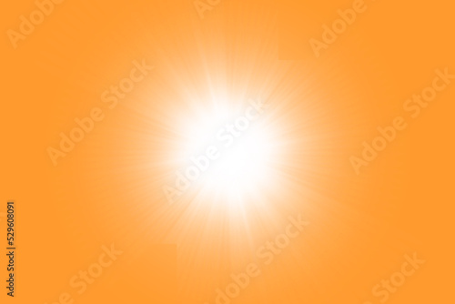 Solar rays.Warm sun on a yellow background. Leto.bliki. 