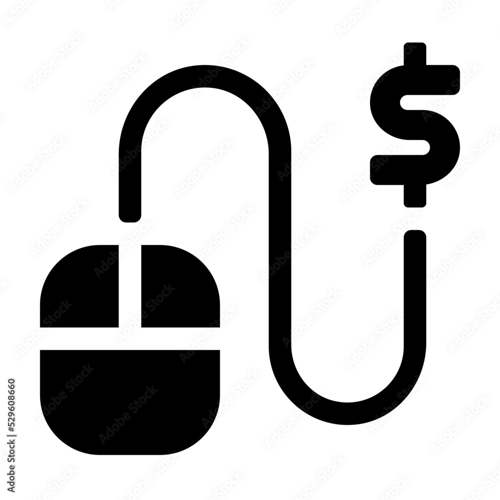 Pay Per Click Glyph Icon Vector Pay Per Click Glyph Icon Vector