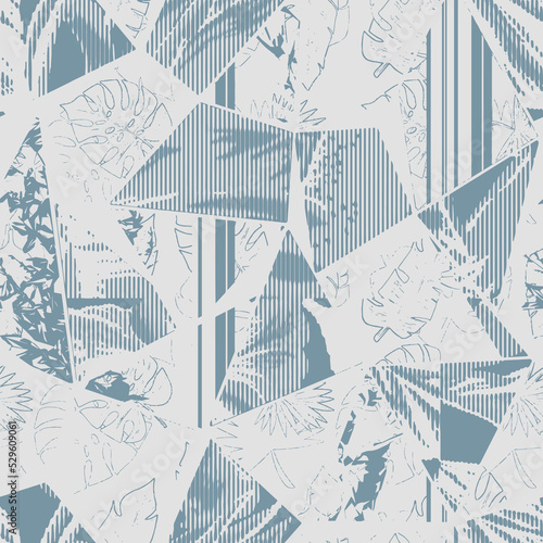 Native American motifs, geometric floral fabric patchwork abstract vector seamless pattern