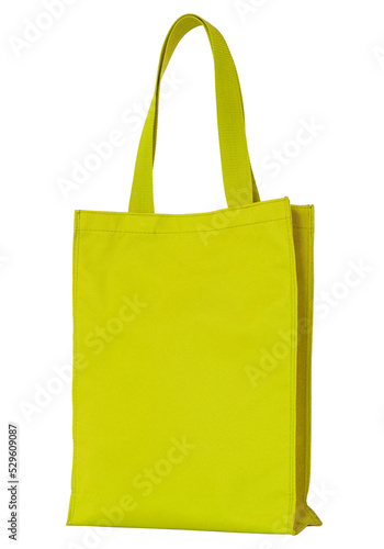 yellow shopping fabric bag isolated with clipping path for mockup