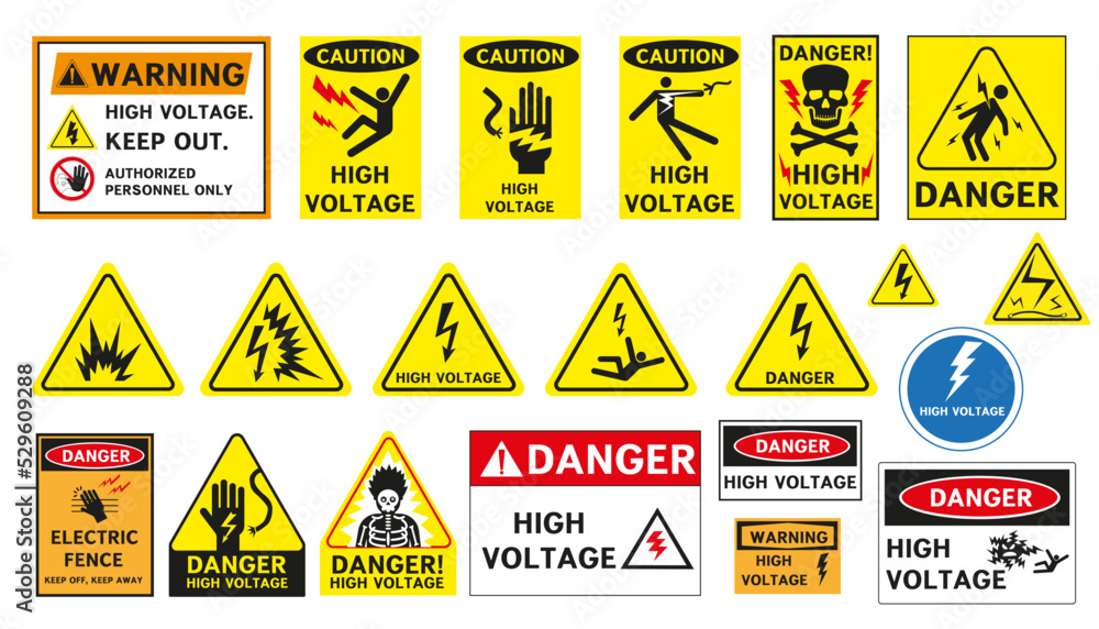 High voltage danger signs. Vector graphics. Stock Vector Adobe Stock