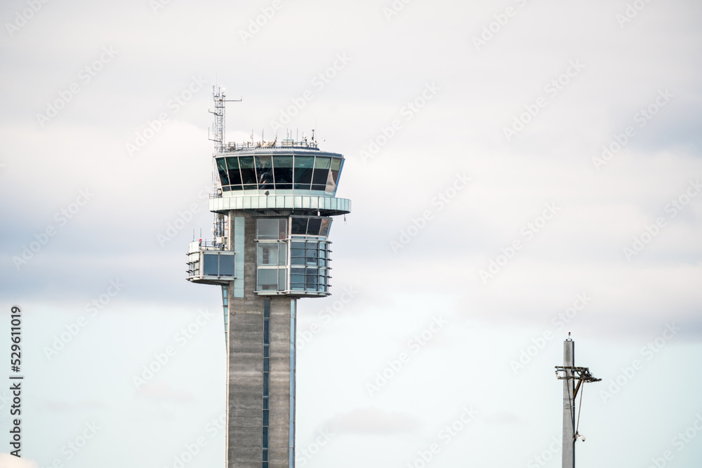 Airport control tower. Navigation and flight service concept.