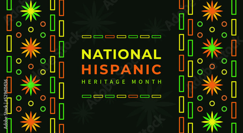 Hispanic heritage month. Abstract floral ornament background design. Hispanic and Latino Americans culture. retro style with text