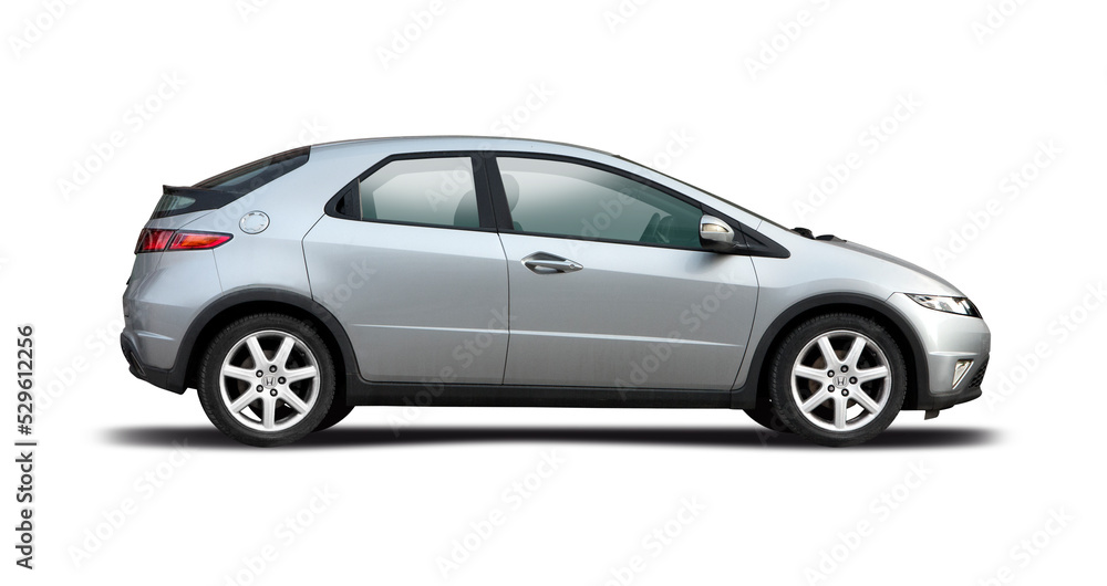 Honda Civic car, side view isolated on white background, 12 February