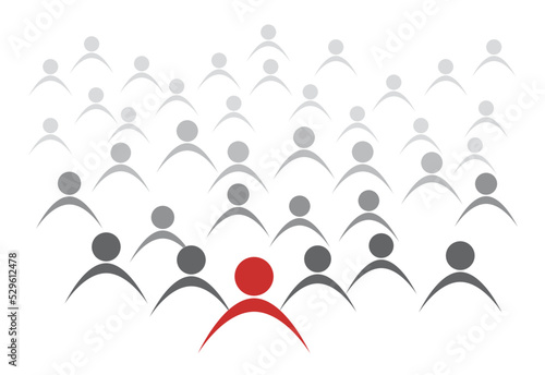 Crowd. Workers group, people in parade or in protest. Flat style. Vector background. Social community pattern of diverse people group in modern style
