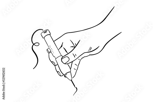 Outline punch needle embroidery symbol. Hobby concept.