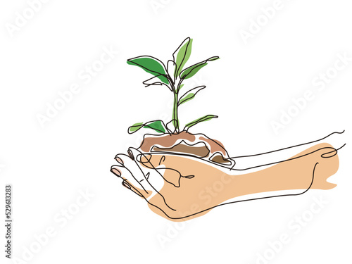 sketch lifestyle 4_hands hold plant to shows the concept of eco vector illustration graphic EPS 10