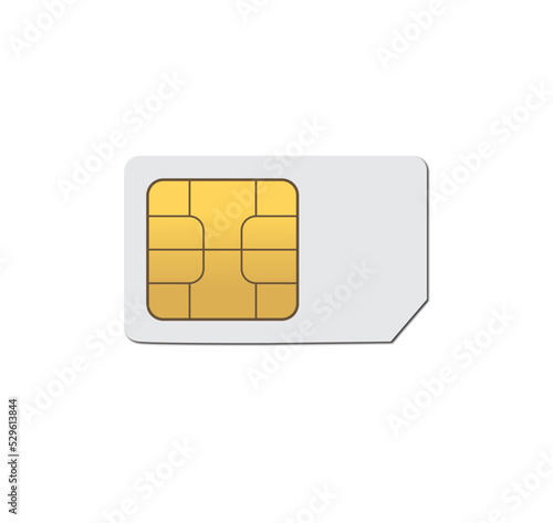 Sim card object realistic vector icon. Phone sim card chip isolated on white background. photo