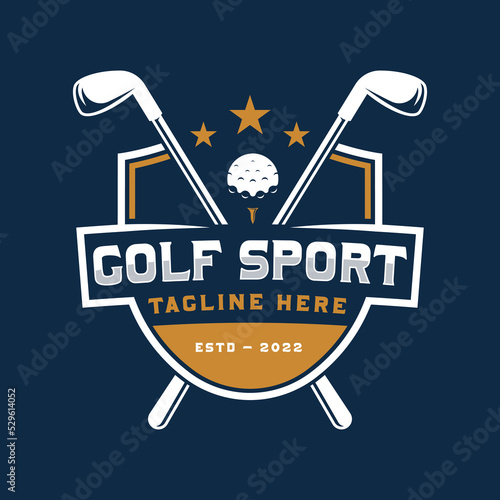 Golf sport template logo on dark background.