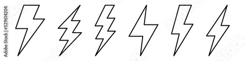 Obraz na płótnie Lightning bolt line icon with editable stroke