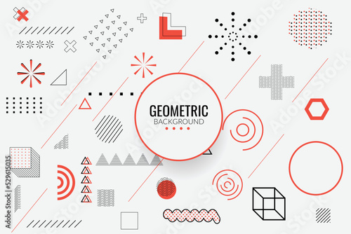 Set of  geometric shapes. Memphis design, retro elements for web, vintage, advertisement, commercial banner, poster, leaflet. Collection trendy halftone vector geometric shapes.
