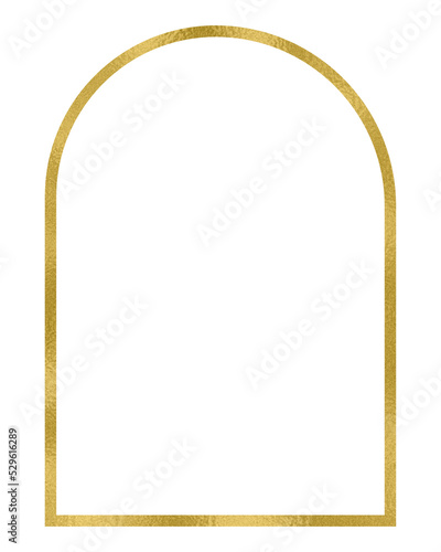 Golden portal frame, gold border. Isolated png illustration, transparent background. Asset for overlay, texture, pattern, montage, collage, shape, greeting, invitation card, mark making.