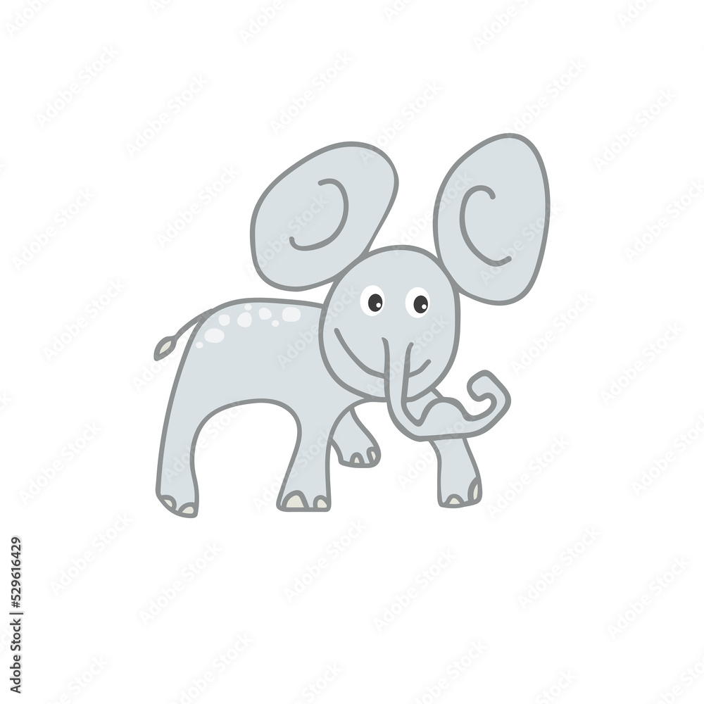 Elephant draw by hand on a white background
