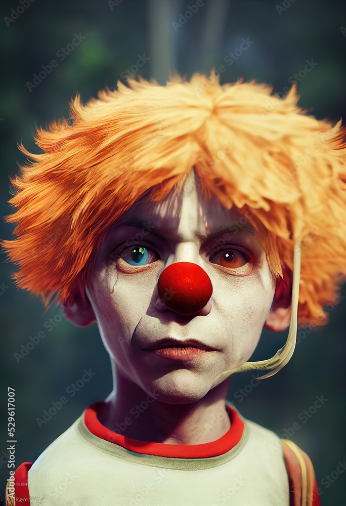 Portrait of a beautiful clown boy, 3d render Portrait of a beautiful clown boy, 3d render