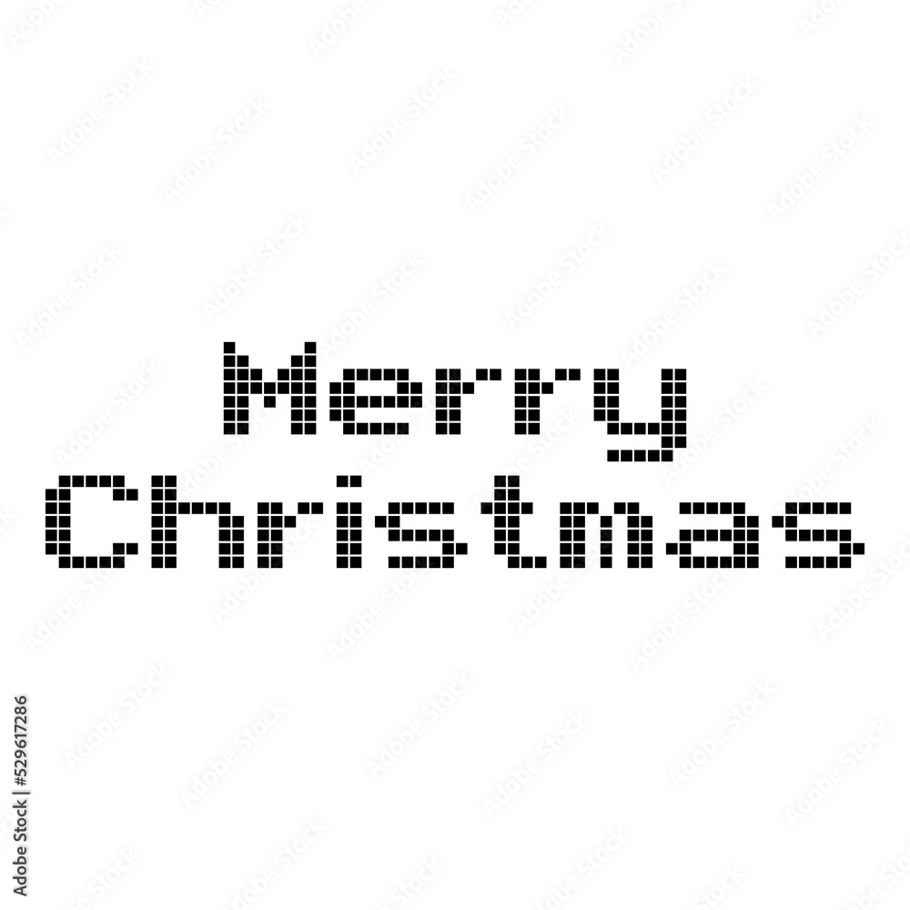 Mensaje con texto Merry Christmas con fuente de juegos de arcade de estilo retro aislada Mensaje con texto Merry Christmas con fuente de juegos de arcade de estilo retro aislada