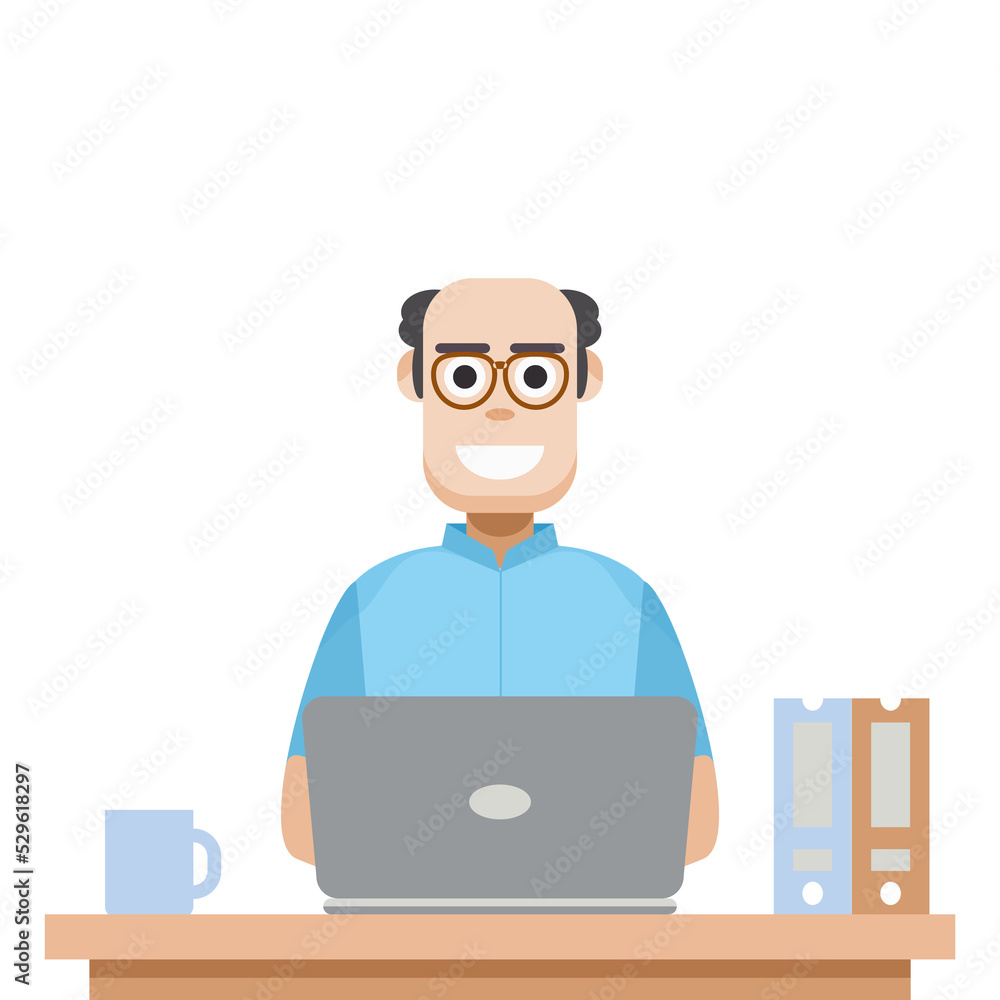 Man Using Laptop For Work From Home Wear Hoodie Man Using Laptop For Work From Home Wear Hoodie