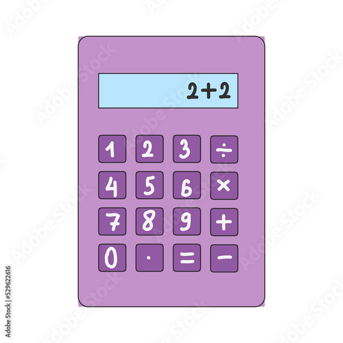 vector illustration of a cute calculator, back to school. Vector stationery in flat style