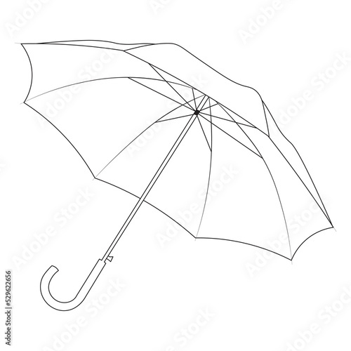 Vector hand drawn illustration doodle umbrella. Black and white outline. Coloring for children