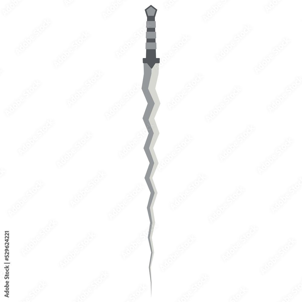 Sword Zigzag Long Keris One Handed Two Side Sharp Swords Knight Weapon Sword Zigzag Long Keris One Handed Two Side Sharp Swords Knight Weapon