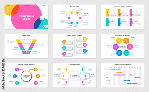 Vector Set of 9 Infographic Templates