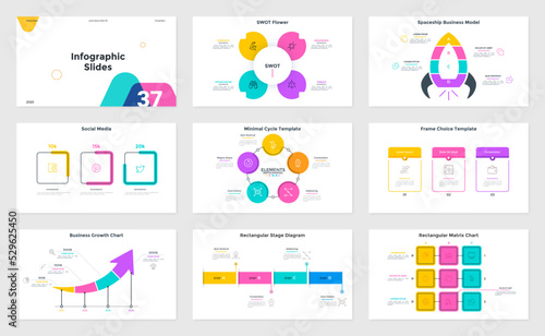 Vector Set of 9 Infographic Templates