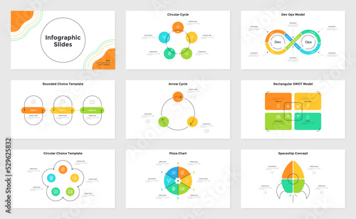 Vector Set of 9 Infographic Templates