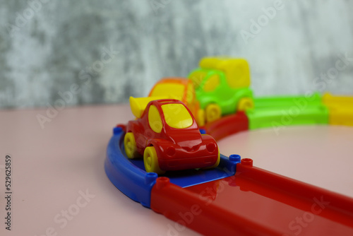 Wallpaper Mural Multi-colored plastic constructor track with cars for children Torontodigital.ca