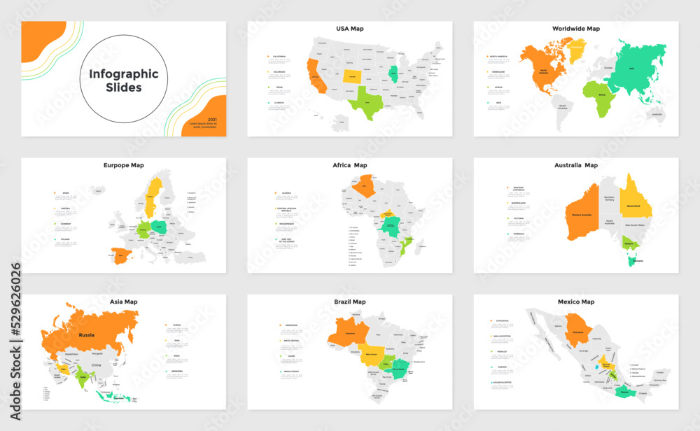 Vector Set of 9 Infographic Templates