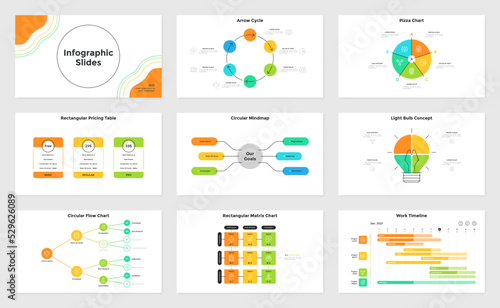 Vector Set of 9 Infographic Templates