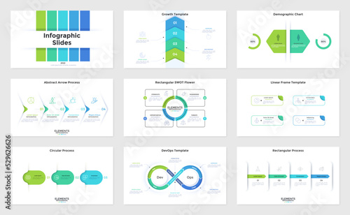 Vector Set of 9 Infographic Templates