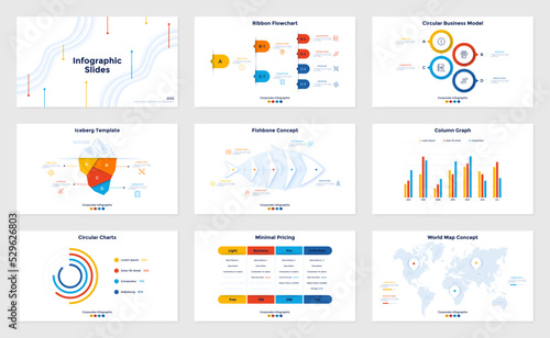 Vector Set of 9 Infographic Templates