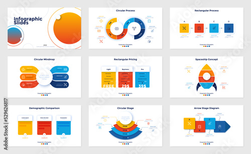 Vector Set of 9 Infographic Templates