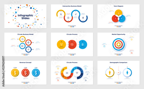 Vector Set of 9 Infographic Templates