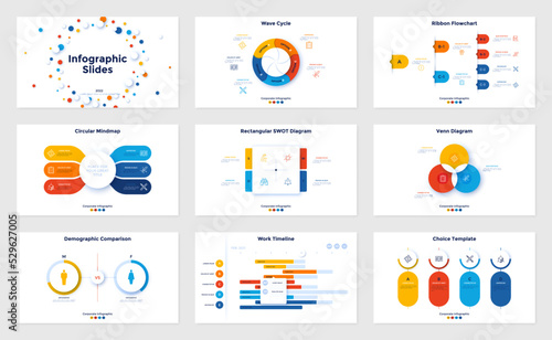 Vector Set of 9 Infographic Templates photo
