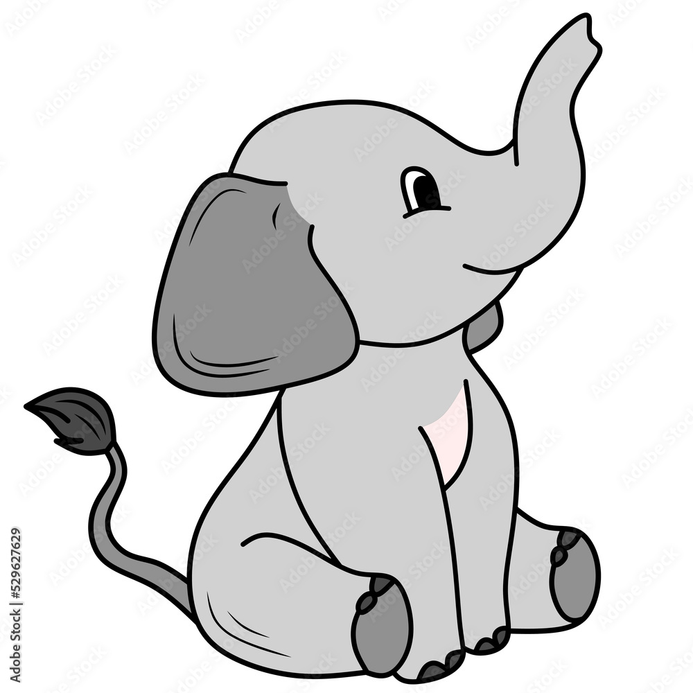 Fototapeta premium cute elephant vector image, for coloring book.
