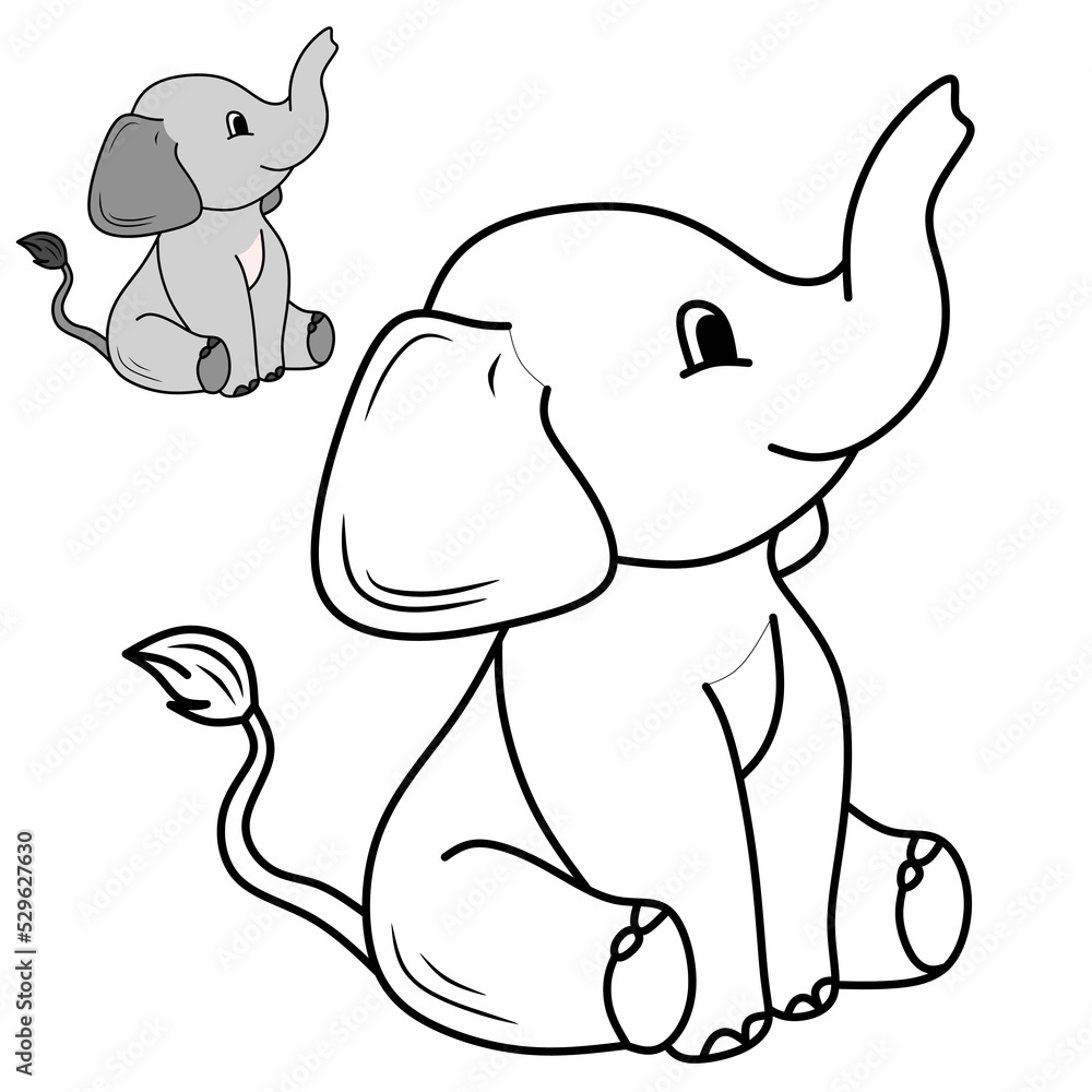cute-elephant-vector-image-for-coloring-book-stock-vector-adobe-stock