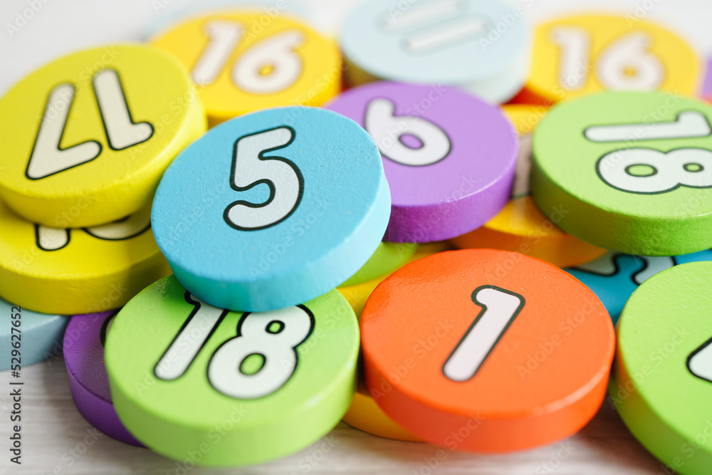 Number wood block cubes for learning Mathematic, education math concept. Number wood block cubes for learning Mathematic, education math concept.