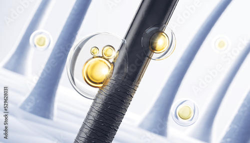 Photos Hair treatment and Hair care Concept Background, Vitamin or Serum Shampoo,Damage hair Repair,3d rendering