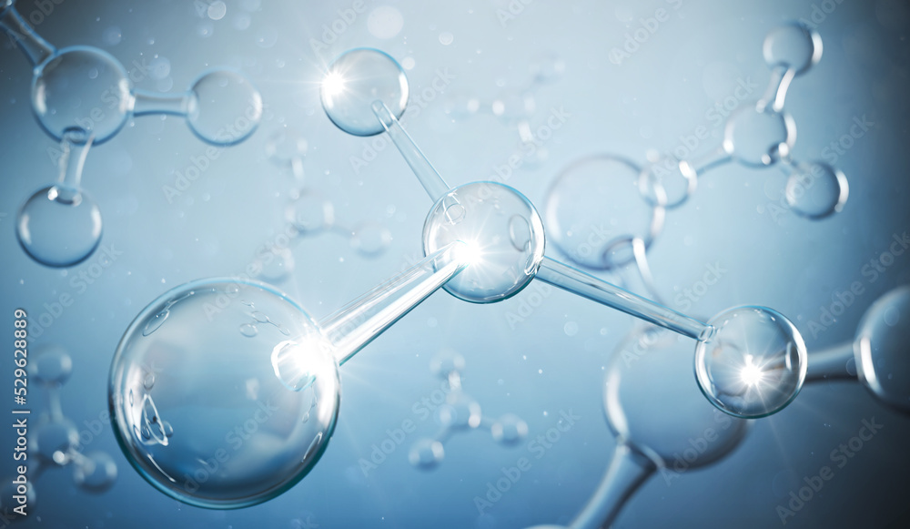 molecule or atom, Abstract molecular, structure for Science or medical background, 3d illustration. molecule or atom, Abstract molecular, structure for Science or medical background, 3d illustration.
