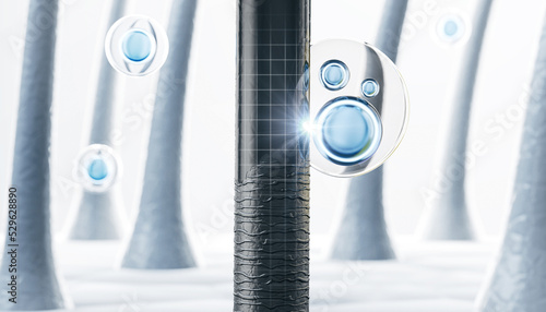 Hair treatment and Hair care Concept Background, Vitamin or Serum Shampoo,Damage hair Repair,3d rendering.