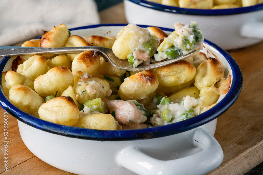 Fish pie with baked potato gnocchi topping Fish pie with baked potato gnocchi topping